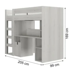 Gautier Lugano Hoog Bed - 90x200 cm - Gebleekte Helvezia Eik Online