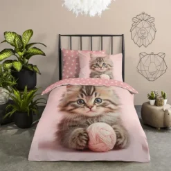 Good Morning Chat Dekbedovertrek - 140 x 220 cm - Pink Hot