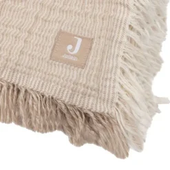 Jollein Deken Ledikant - 120 x 120 cm - Fringe Stripe Sea Green/Ivory GOTS Discount