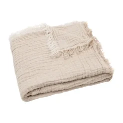 Jollein Deken Wieg - 75 x 100 cm Fringe Stripe Biscuit/Ivory GOTS