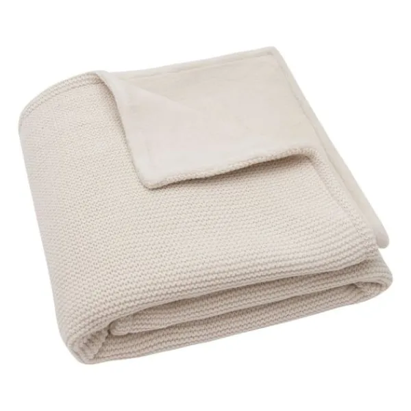 Jollein Deken Wieg - Basic Knit - 75 x 100 cm - Oatmeal/Velvet Clearance