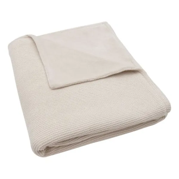 Jollein Deken Wieg - Basic Knit - 75 x 100 cm - Oatmeal/Velvet Clearance