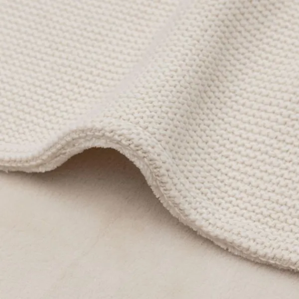 Jollein Deken Wieg - Basic Knit - 75 x 100 cm - Oatmeal/Velvet Clearance