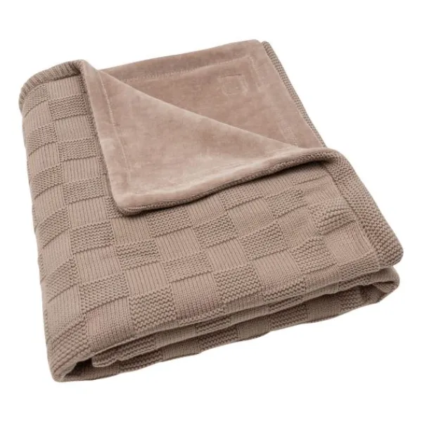 Jollein Deken Wieg - Box Knit/Velvet - 75 x 100 cm - Warm Sand Clearance
