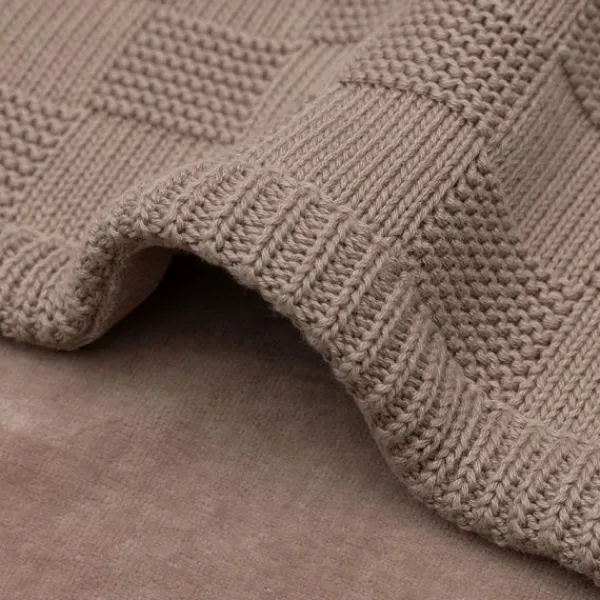 Jollein Deken Wieg - Box Knit/Velvet - 75 x 100 cm - Warm Sand Clearance