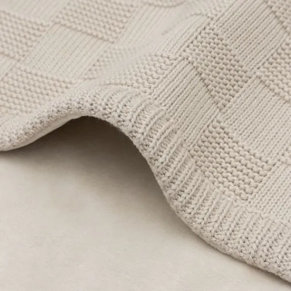 Jollein Deken Wieg - Box Knit/Velvet - 75 x 100 cm - Warm Sand Clearance