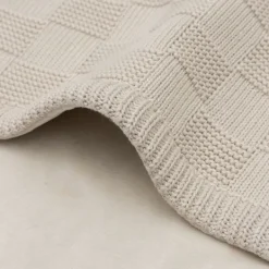 Jollein Deken Wieg - Box Knit/Velvet - 75 x 100 cm - Warm Sand Clearance