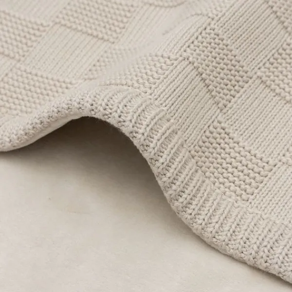 Jollein Deken Wieg - Box Knit/Velvet - 75 x 100 cm - Warm Sand Clearance