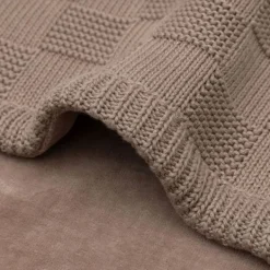Jollein Deken Wieg - Box Knit/Velvet - 75 x 100 cm - Warm Sand Clearance