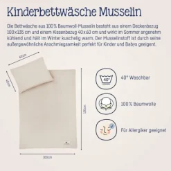 Julius Zöllner Muslin Bedlinnen - Sand - 80×80 + 35×40 cm Sale