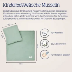 Julius Zöllner Muslin Bedlinnen - Sand - 80×80 + 35×40 cm Sale