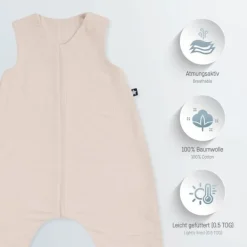 Julius Zöllner Muslin Jumper Slaapoverall - Sand - Maat 80 Best