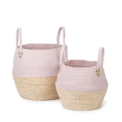 KidsDepot Kori Set Opbergmanden Roze / Naturel Hot