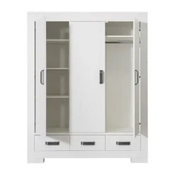 Kidsmill Brent Kledingkast 3-Deurs Wit Hot