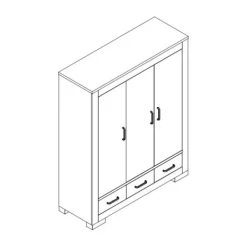 Kidsmill Brent Kledingkast 3-Deurs Wit Hot