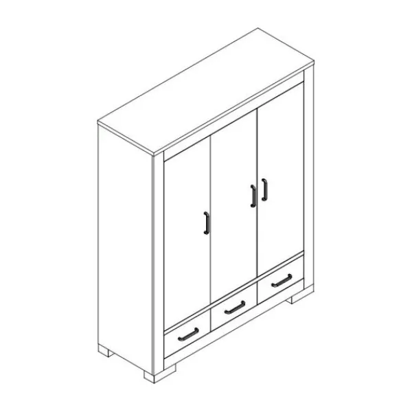 Kidsmill Brent Kledingkast 3-Deurs Wit Hot