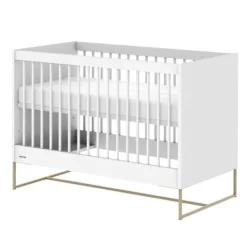 Kidsmill Intense II Babykamer Wit / Patinated Brass | Ledikant 60 x 120 cm + Commode Best