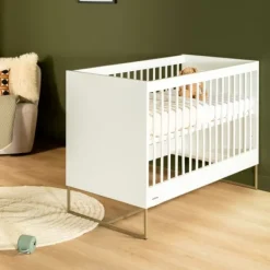 Kidsmill Intense II Babykamer Wit / Patinated Brass | Ledikant 60 x 120 cm + Commode Best