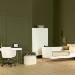 Kidsmill Intense II Kinderkamer Wit / Patinated Brass | Bedbank 90 x 200 cm + Bureau