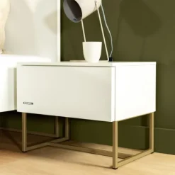 Kidsmill Intense II Kinderkamer Wit / Patinated Brass | Bedbank 90 x 200 cm + Bureau