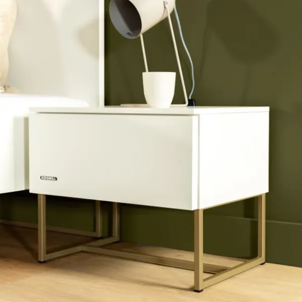 Kidsmill Intense II Kinderkamer Wit / Patinated Brass | Bedbank 90 x 200 cm + Bureau