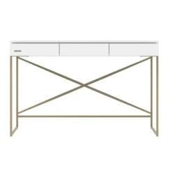 Kidsmill Intense II Kinderkamer Wit / Patinated Brass | Bedbank 90 x 200 cm + Bureau