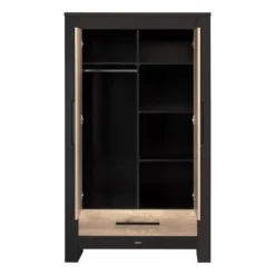 Kidsmill Long Island Kledingkast 2-Deurs Zwart / Oldwood
