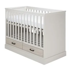 Kidsmill Newport Babykamer Incl. Zwarte Grepen - Oatmeal / Eiken | Ledikant 60 x 120 cm + Commode Outlet