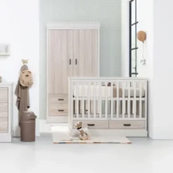 Kidsmill Newport Ledikant 60 x 120 cm - Incl. Zwarte Grepen - Oatmeal / Eiken Sale