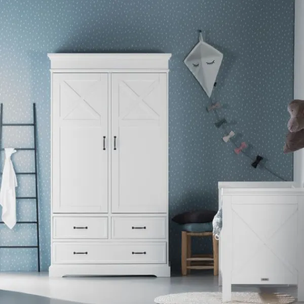 Kidsmill Savigno Kledingkast 2-Deurs Met Kruis Wit Clearance