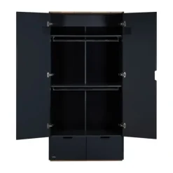 Kidsmill Sepp Kledingkast 2-Deurs Antraciet / Beuken Discount