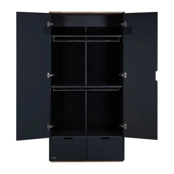 Kidsmill Sepp Kledingkast 2-Deurs Antraciet / Beuken Discount