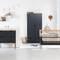 Kidsmill Sepp Kledingkast 2-Deurs Antraciet / Beuken Discount