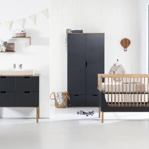 Kidsmill Sepp Kledingkast 2-Deurs Antraciet / Beuken Discount