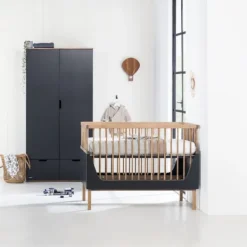 Kidsmill Sepp Kledingkast 2-Deurs Antraciet / Beuken Discount