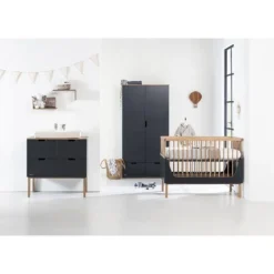 Kidsmill Sepp Kledingkast 2-Deurs Antraciet / Beuken Discount