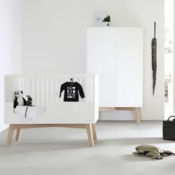 Kidsmill Sixties Babybed Wit Mat / Naturel 60 x 120 cm New