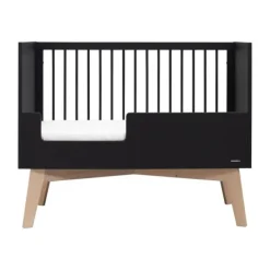 Kidsmill Sixties Babybed Zwart Mat / Naturel 70 x 140 cm Clearance