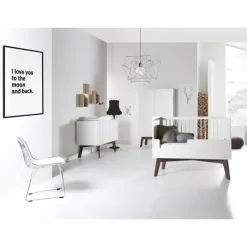 Kidsmill Sixties Babybed Wit Mat / Walnoot 70 x 140 cm New