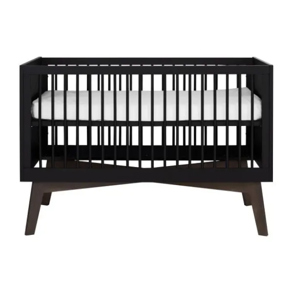 Kidsmill Sixties Babybed Zwart Mat / Walnoot 70 x 140 cm New