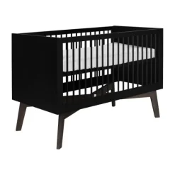 Kidsmill Sixties Babybed Zwart Mat / Walnoot 70 x 140 cm New