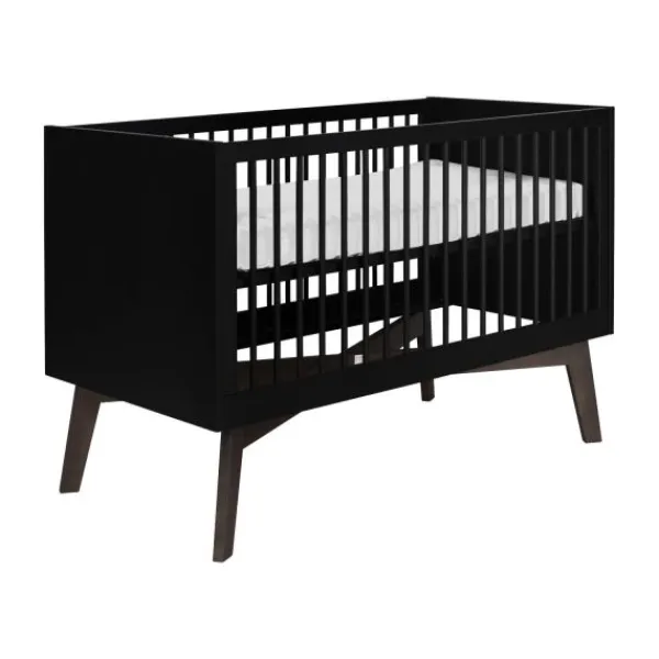 Kidsmill Sixties Babybed Zwart Mat / Walnoot 70 x 140 cm New