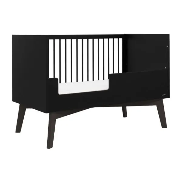 Kidsmill Sixties Babybed Zwart Mat / Walnoot 70 x 140 cm New