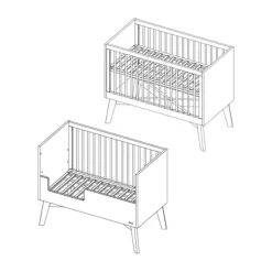 Kidsmill Sixties Babybed Wit Mat / Walnoot 60 x 120 cm Hot