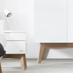 Kidsmill Sixties Kinderkamer Wit Mat / Naturel | Bed 90 x 200 + Bureau + Kast 2-Deurs New