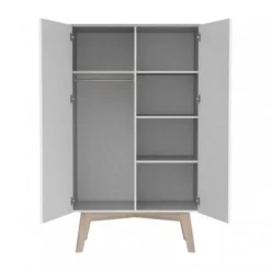 Kidsmill Sixties Kinderkamer Wit Mat / Naturel | Bed 90 x 200 + Bureau + Kast 2-Deurs New