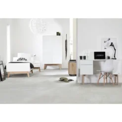 Kidsmill Sixties Kinderkamer Wit Mat / Naturel | Bed 90 x 200 + Bureau + Kast 2-Deurs New