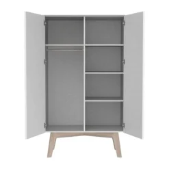 Kidsmill Sixties Kinderkamer Wit Mat / Naturel | Bed 90 x 200 + Bureau + Kast 2-Deurs New