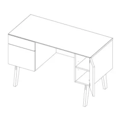 Kidsmill Sixties Kinderkamer Wit Mat / Naturel | Bed 90 x 200 + Bureau + Kast 2-Deurs New