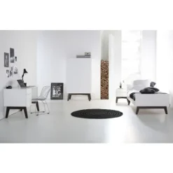 Kidsmill Sixties Kinderkamer Wit Mat / Walnoot | Bed 90 x 200 cm + Kast 2-Deurs Outlet
